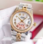 Copy Rolex Datejust Gold White Face 31MM Wristwatch Diamond Bezel